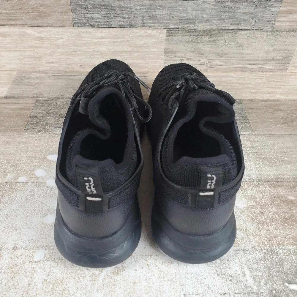 Kuru Atom Mens Shoes‎ Sz 9.5 Athletic Running Jet Black Mesh Lace Up Sneakers